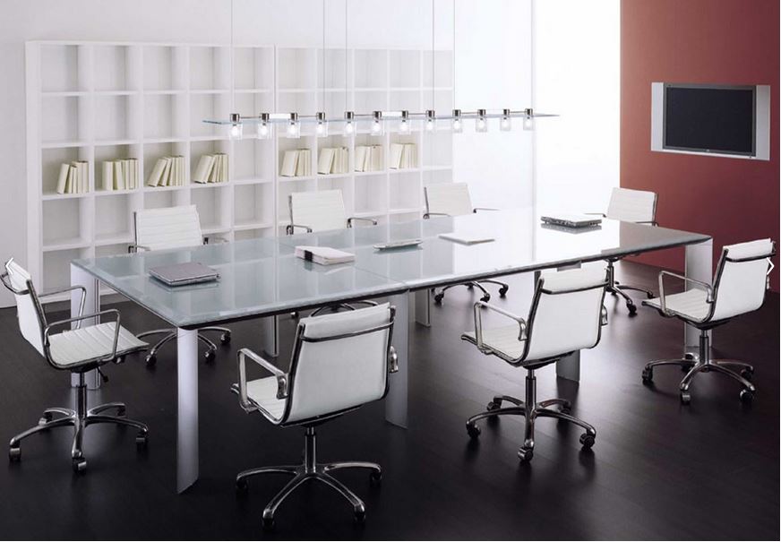 Meeting table L240cm D120cm H72cm L94.48" D47.24" H47.24"(white glass top, painted aluminum legs) $14,152.00