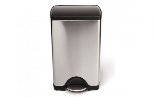 Simplehuman 38-Liter Rectangular Brushed Stainless Steel Step Trash Can with Black Plastic Lid List $109