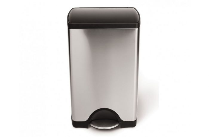Simplehuman 38-Liter Rectangular Brushed Stainless Steel Step Trash Can with Black Plastic Lid List $109